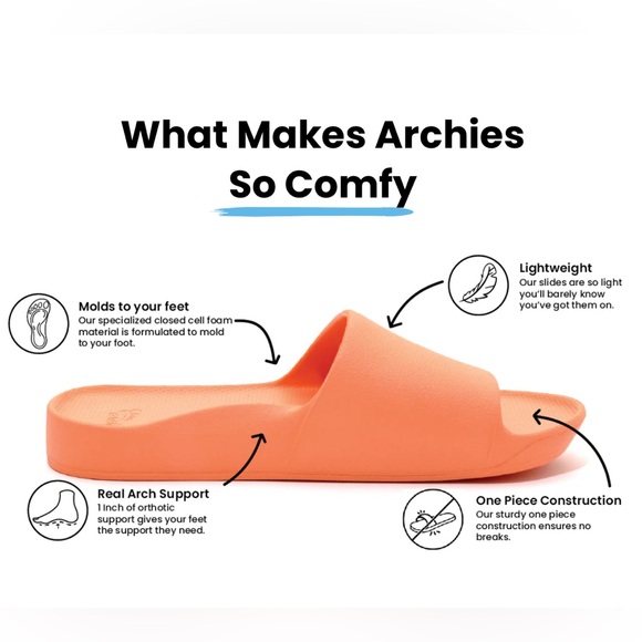 Archies Arch Support Slides Peach Sz 9 New - Picture 3 of 6